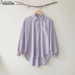 SA023 Spring new textured crepe solid color women's Korean shirt casual loose versatile long sleeves freesize (30-70kg)